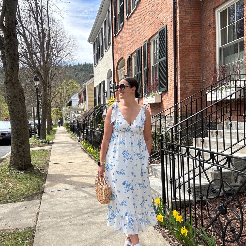 Sugarlips Blue and White Floral Maxi Dress